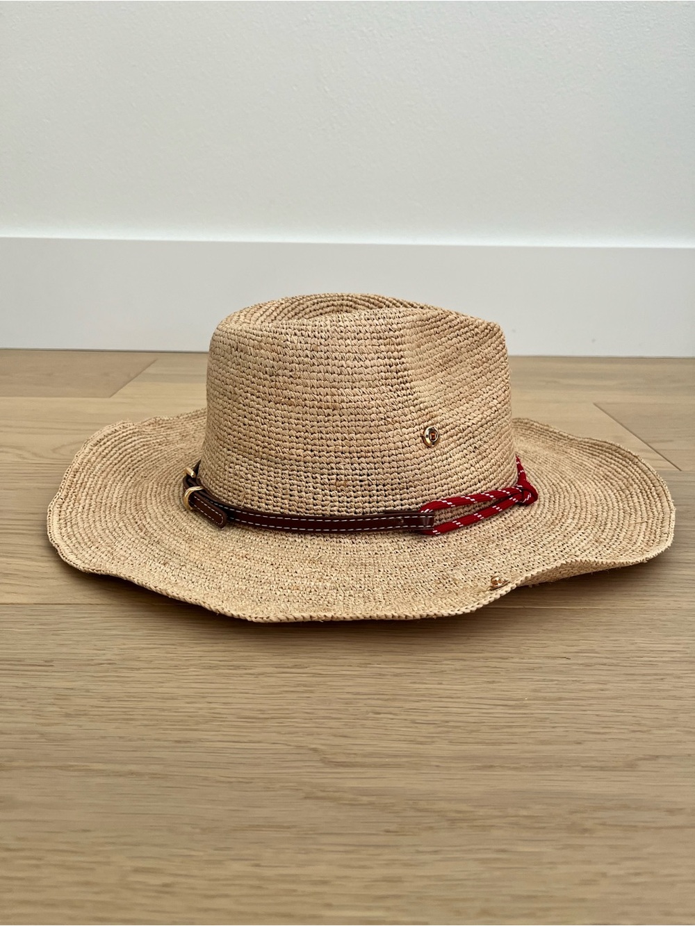 Miu Miu Natural Straw Hat with Red Rope Trim - Picture 5 of 9
